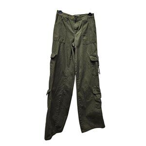 Love Fire‎ Womens Cargo Pants Junior Size 3 Olive Green Cotton Pockets Loops